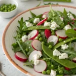 Sugar Snap Pea Salad with Radishes Feta and Arugula