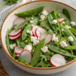Sugar Snap Pea Salad with Radishes Feta and Arugula