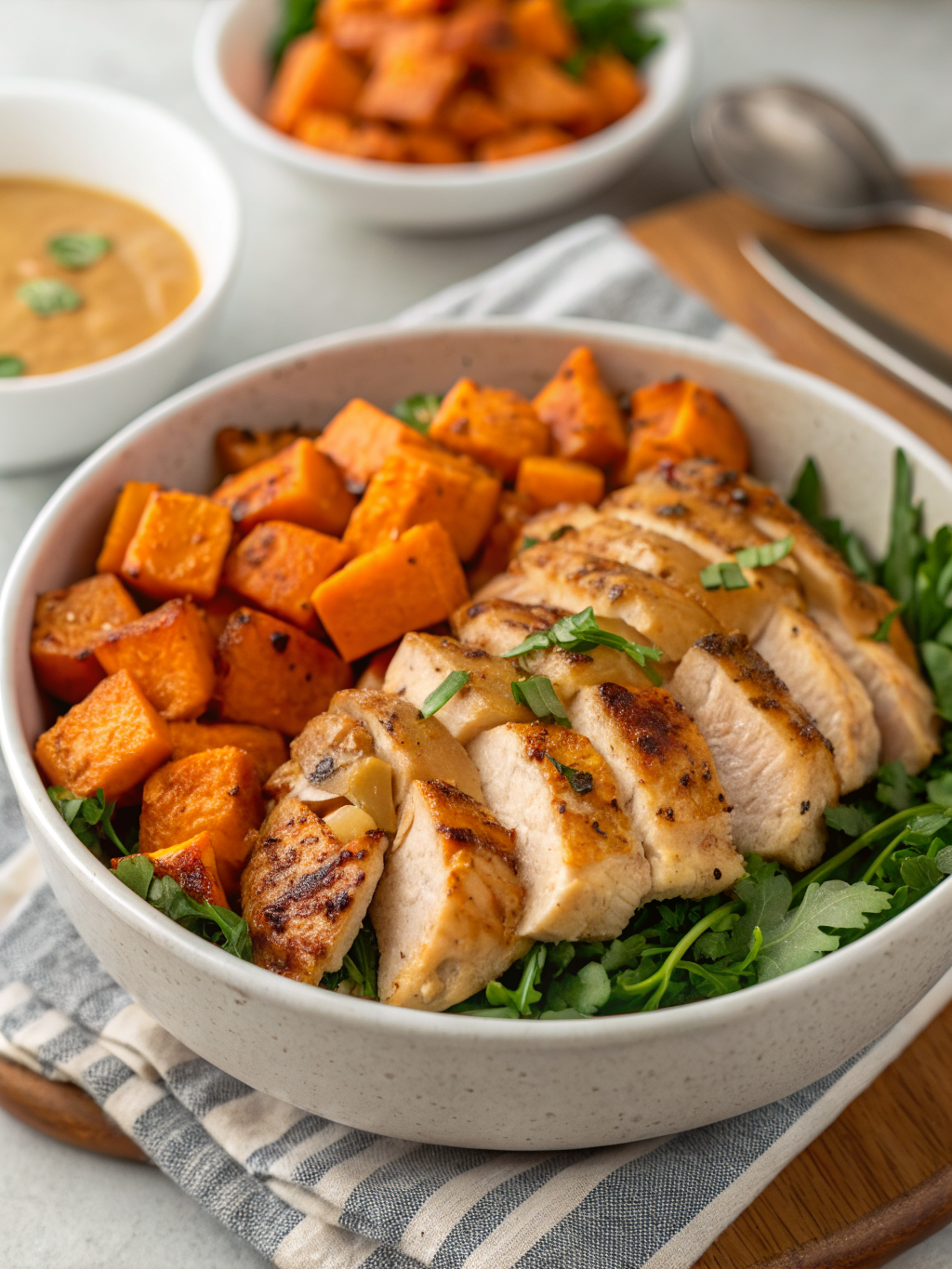 Tasty Maple Dijon Chicken & Sweet Potato Bowls