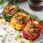Teriyaki Pineapple Chicken and Rice Stuffed Peppers