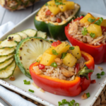 Teriyaki Pineapple Chicken and Rice Stuffed Peppers