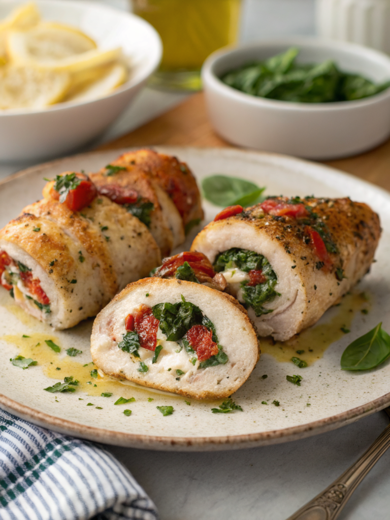 The Best Herbed Ricotta Stuffed Chicken Rolls