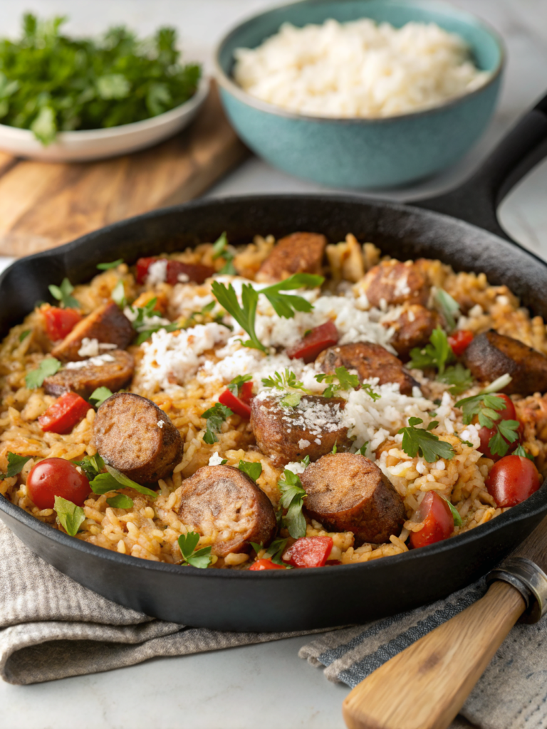 Cajun Sausage and Rice Skillet