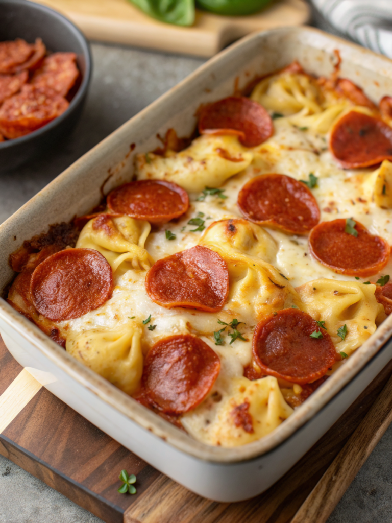 Cheese Tortellini Pepperoni Pizza Casserole