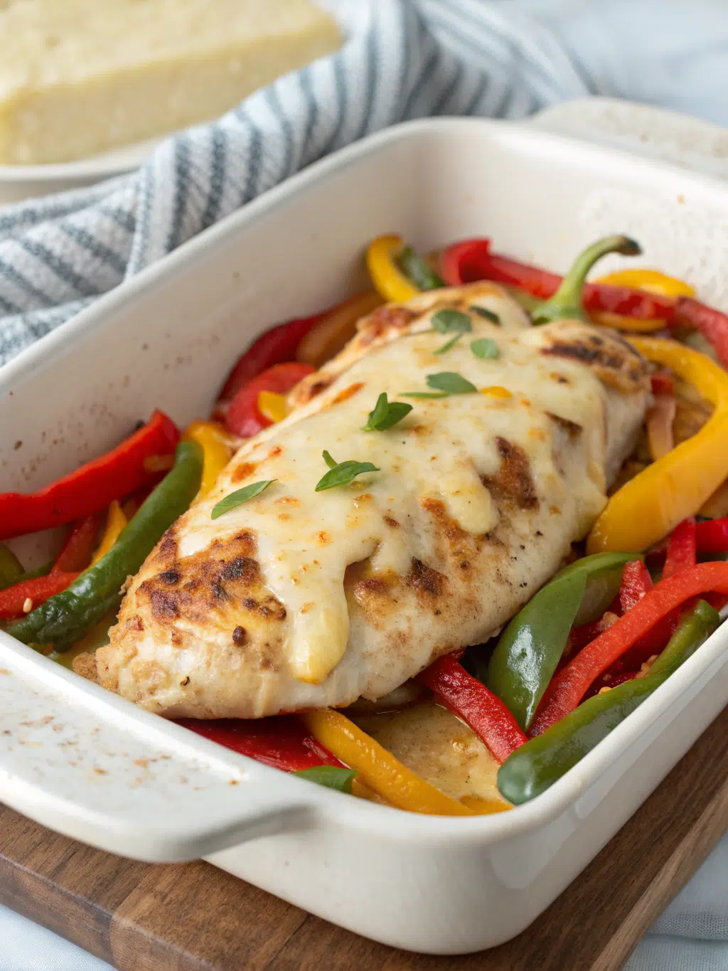 Cheesy Baked Chicken Breast and Peppers