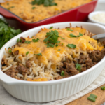 Cheesy Ground Beef and Rice Casserole