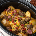 Crockpot Loaded Steak and Potato Bake