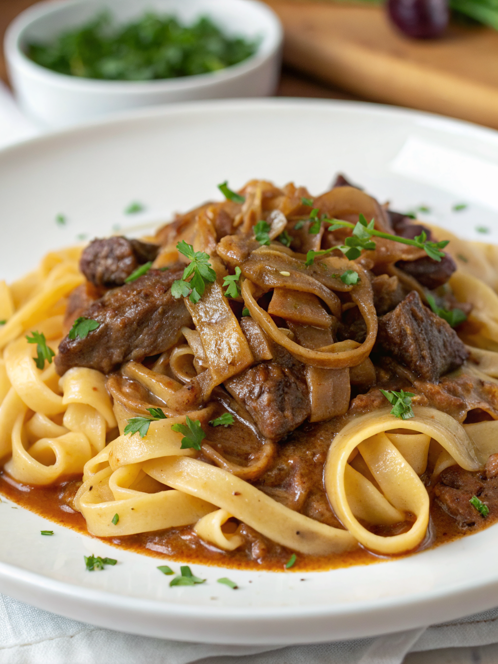 French Onion Beef and Noodles