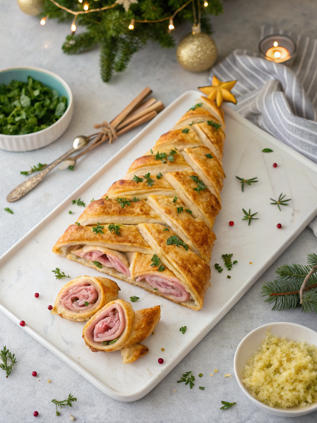 Ham & Cheese Puff Pastry Christmas Trees