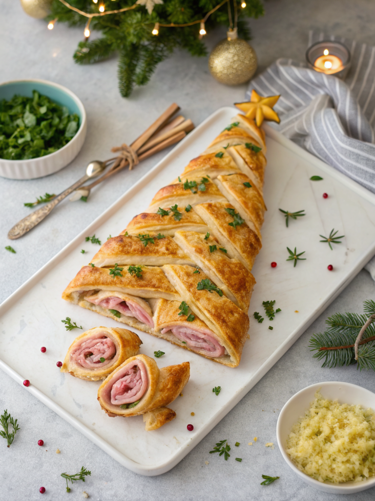 Ham & Cheese Puff Pastry Christmas Trees