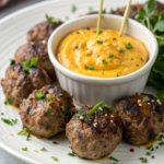Korean BBQ Meatballs with Spicy Mayo Dip