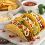 Loaded Taco Shells with Creamy Cheese Sauce