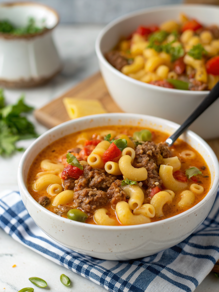 One-Pot Macaroni Cheeseburger Soup