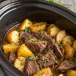 Slow Cooker Garlic Butter Beef with Potatoes