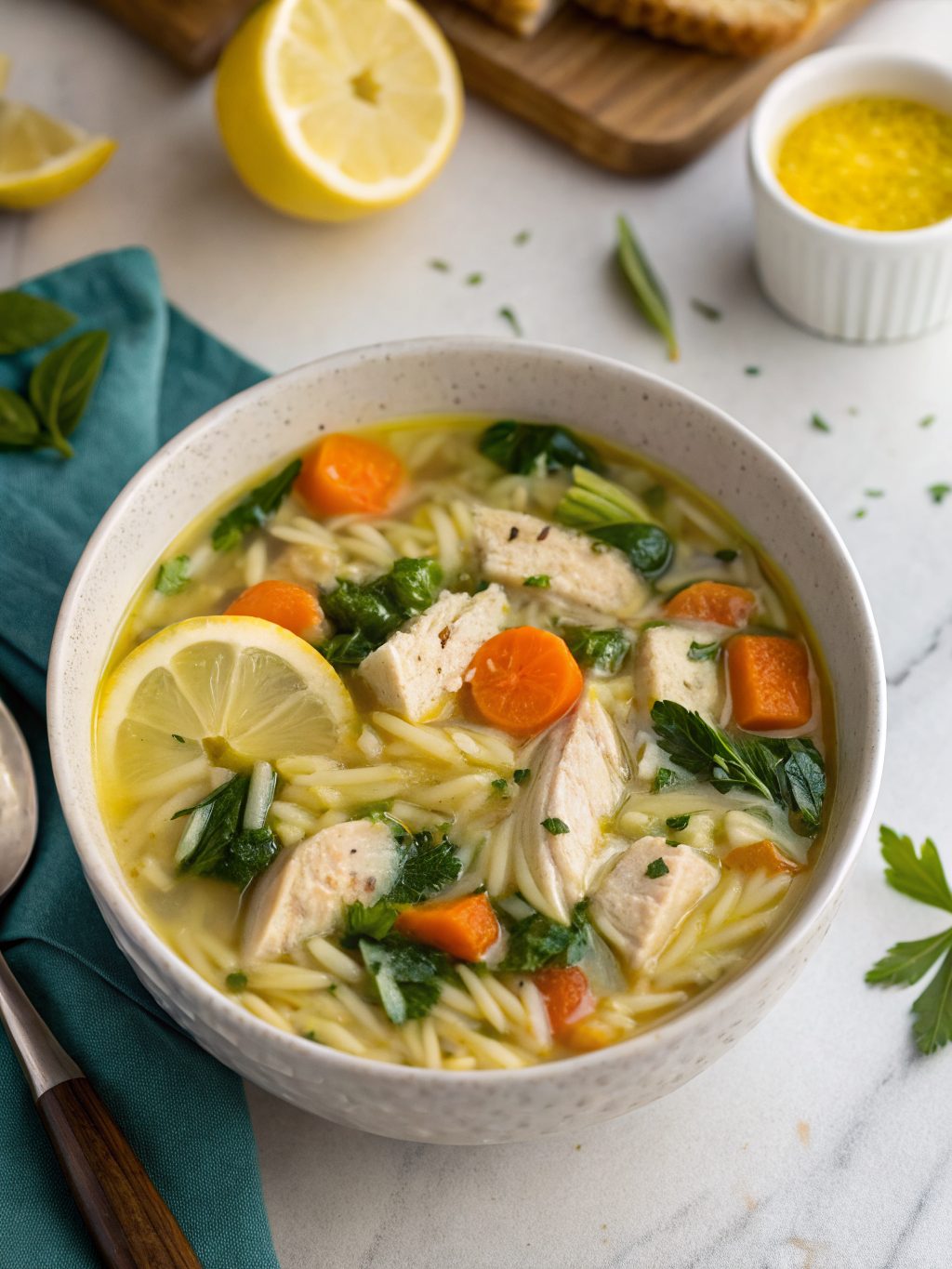 Spring Lemon Chicken Orzo Soup