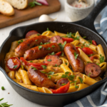 Sticky Honey Garlic Sausage Pasta Skillet