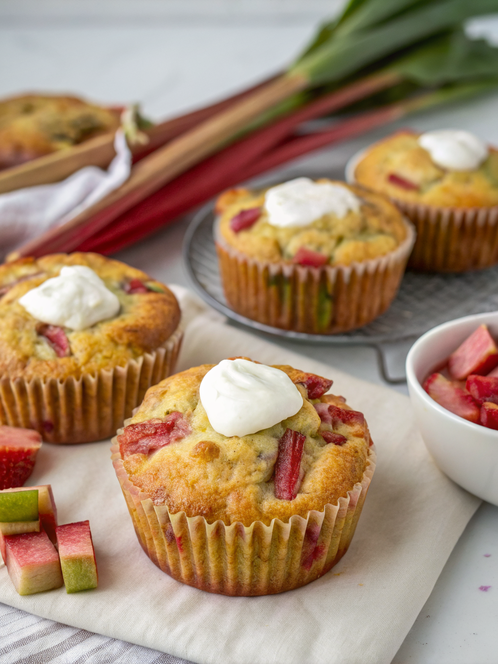 Best Rhubarb Muffins with Yogurt
