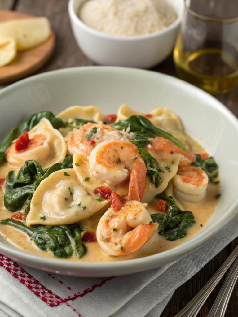 Creamy Shrimp and Spinach Tortellini