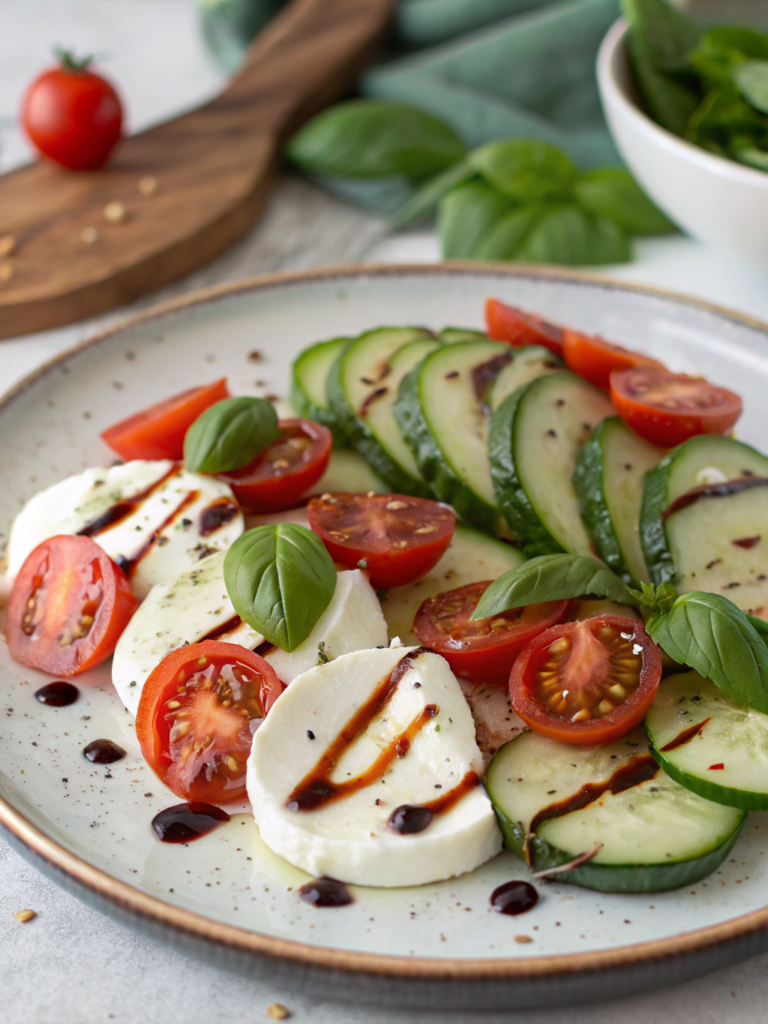 Easy Cucumber Caprese Salad