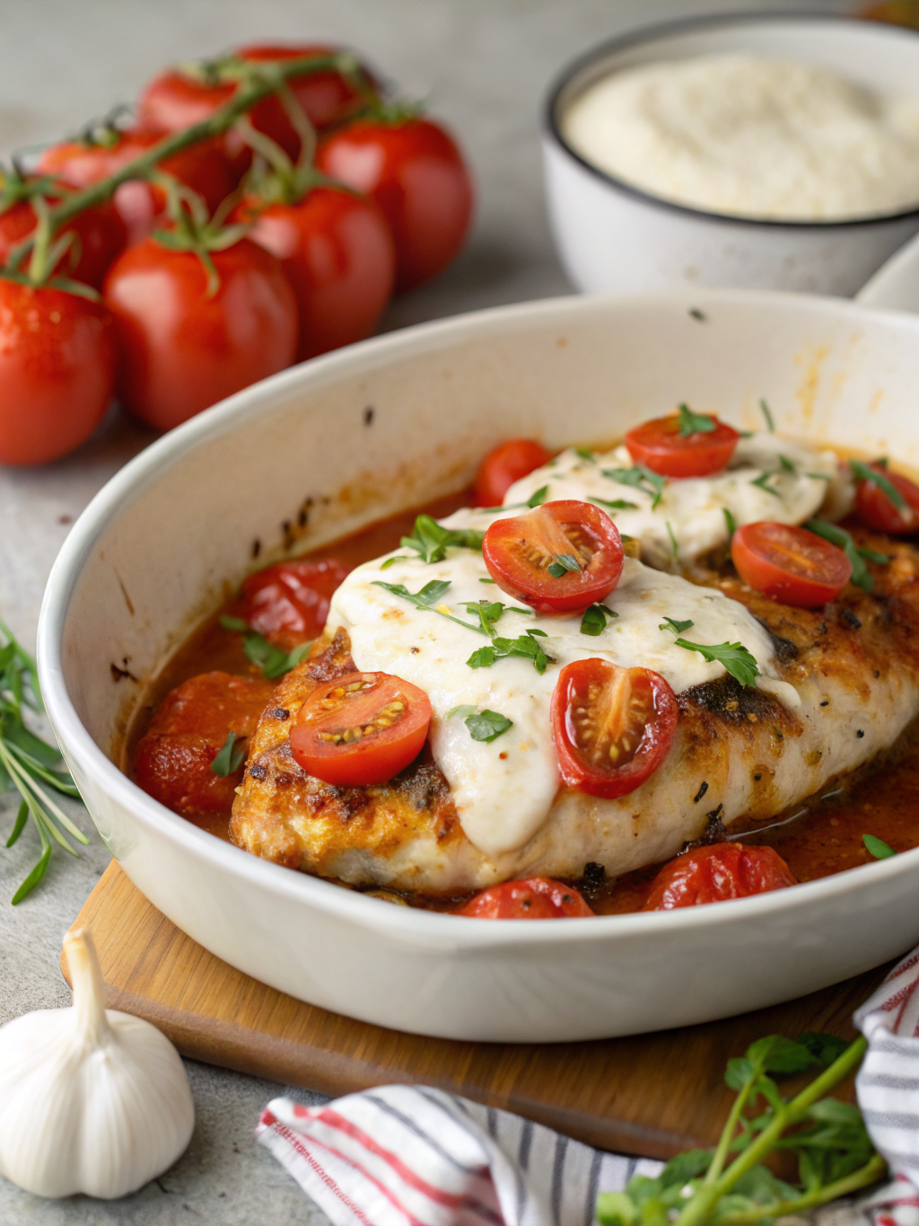 Garlic Tomato Chicken with Mozzarella