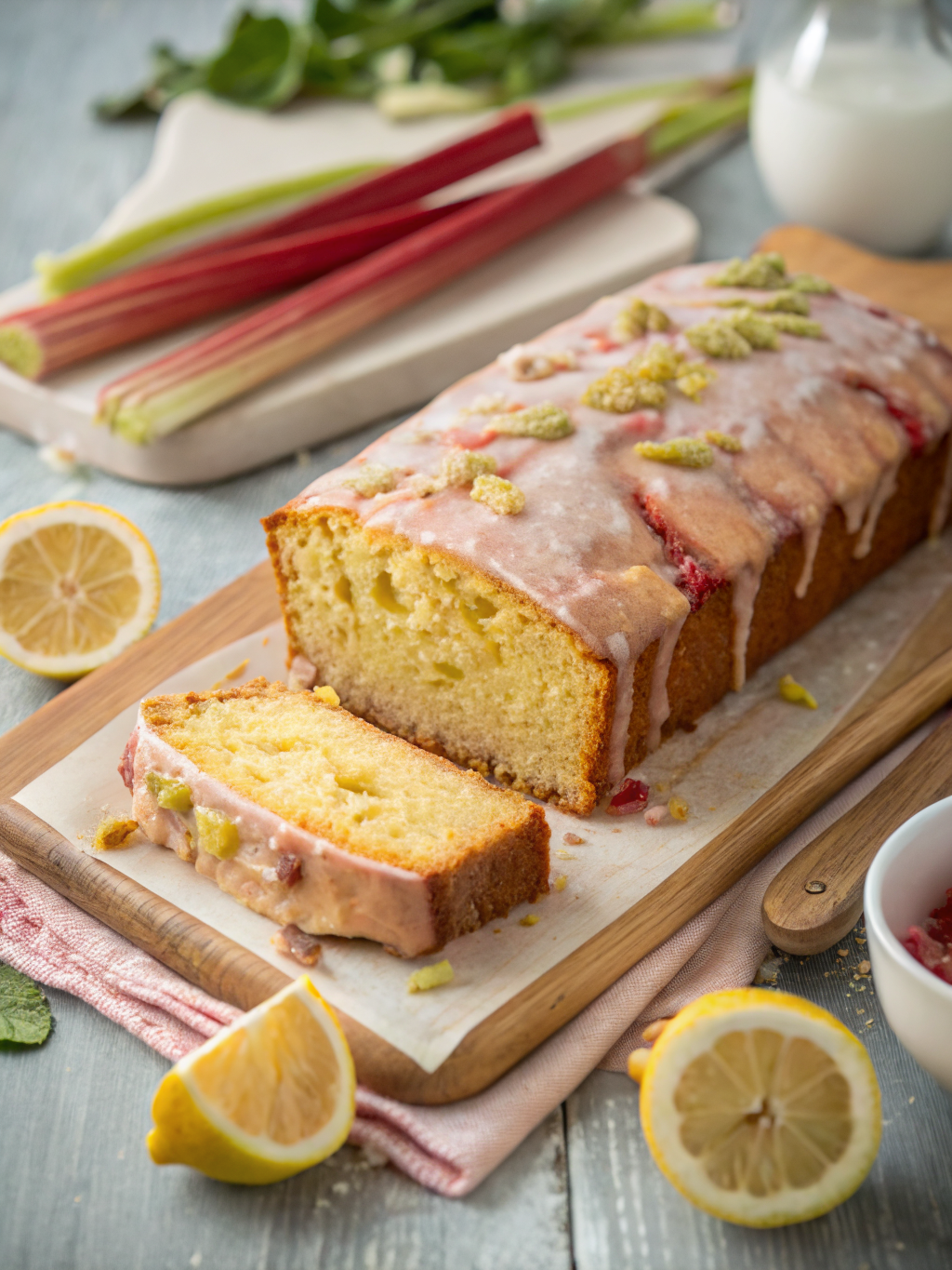 Lemon Rhubarb Loaf with Glaze