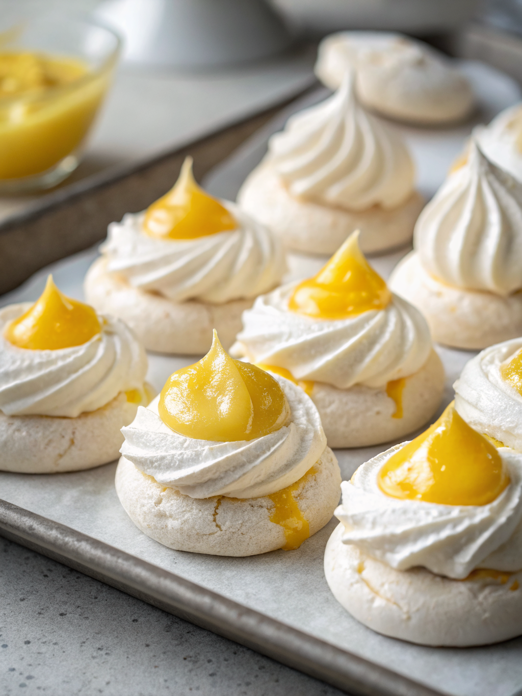 Mini Meringues with Lemon Curd