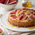 Moist Rhubarb Cake with Butter Sauce