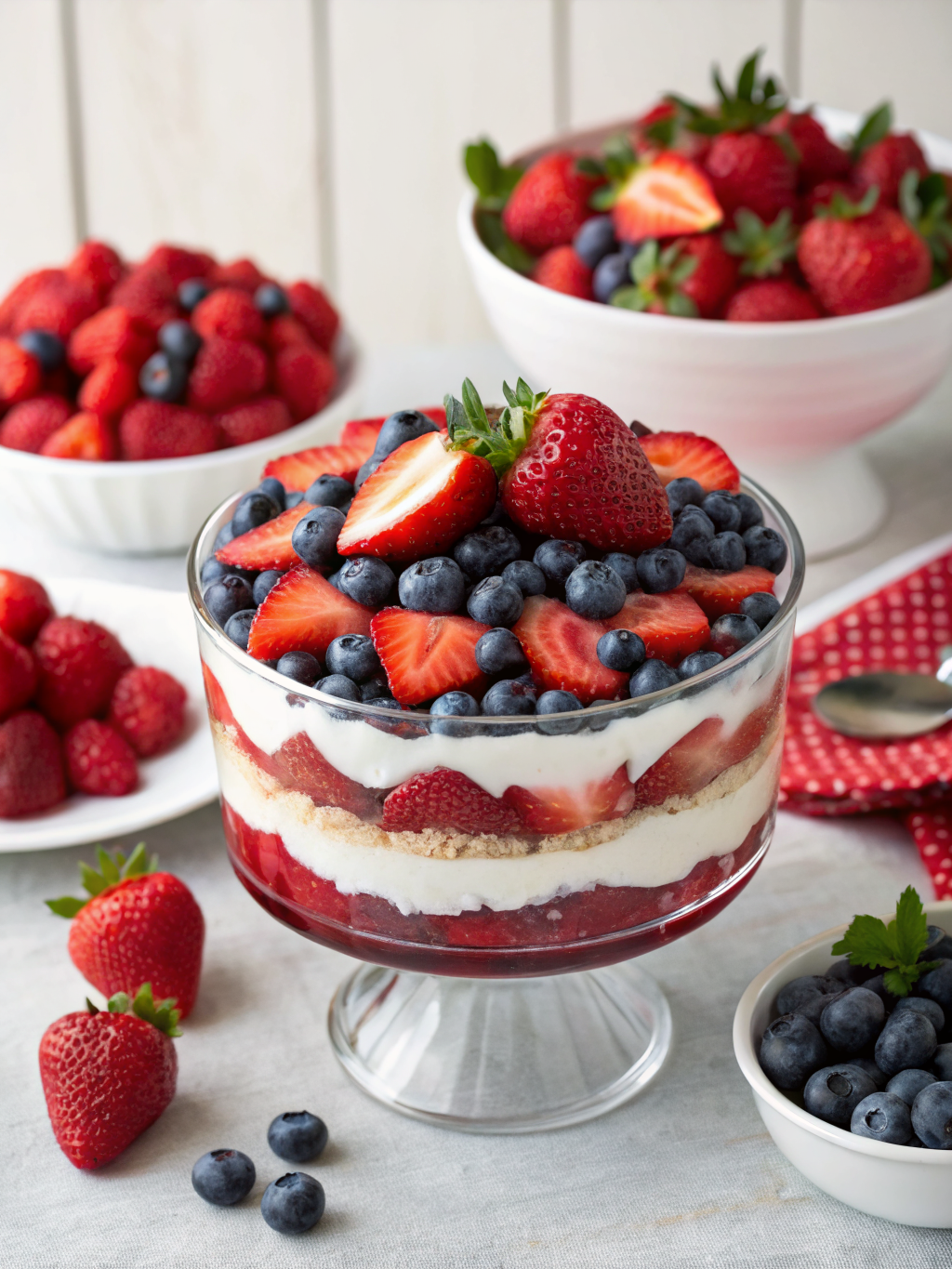 RED WHITE AND BLUE CHEESECAKE SALAD