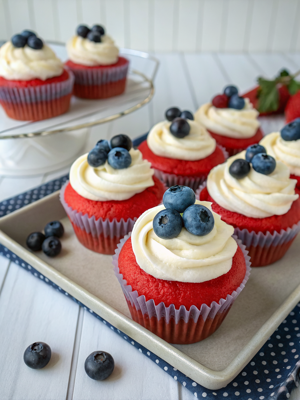 Red White and Blueberry Cupcakes