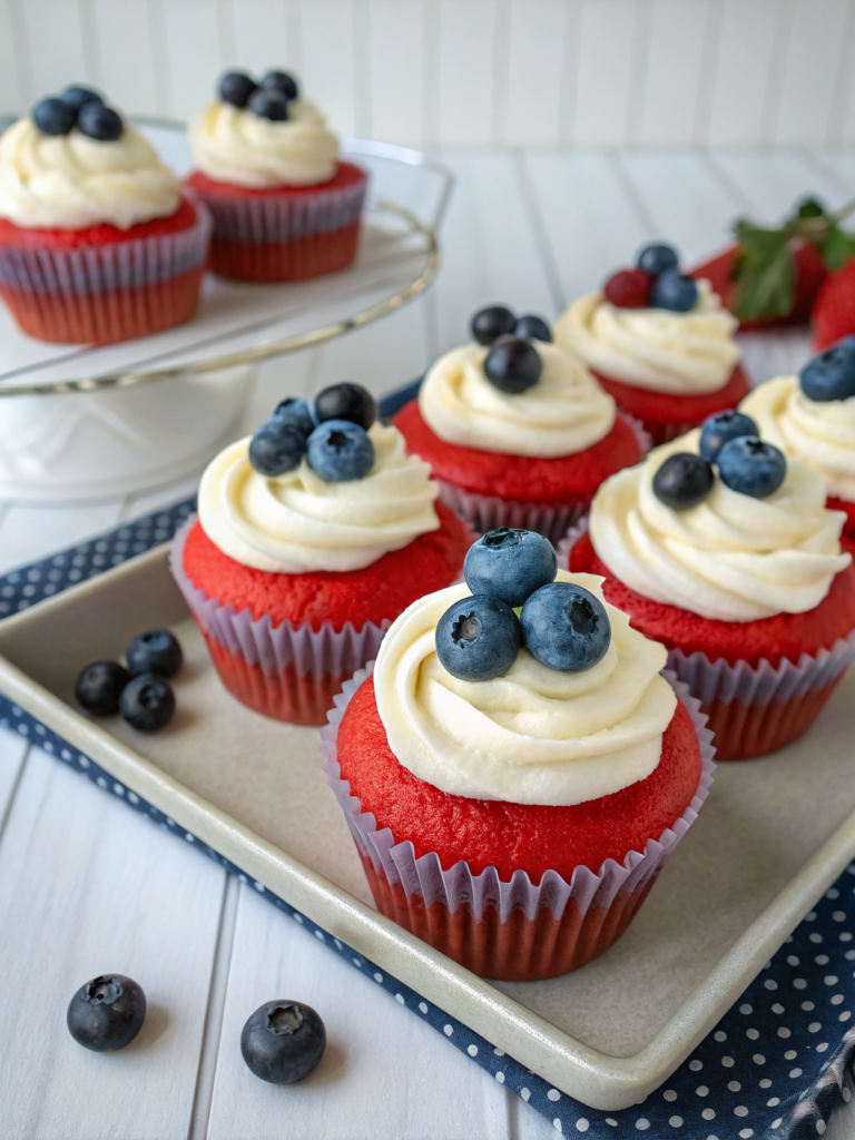 Red White and Blueberry Cupcakes