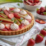 Rhubarb Cream Tart with Strawberry Meringue