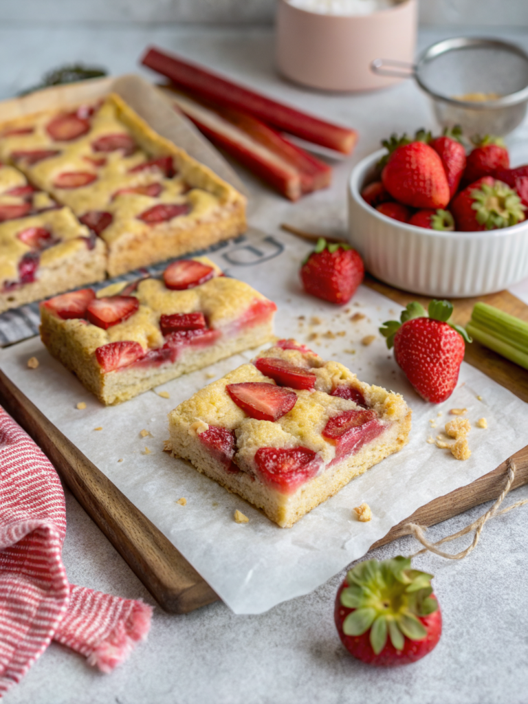 Strawberry Rhubarb Sugar Cookie Bars