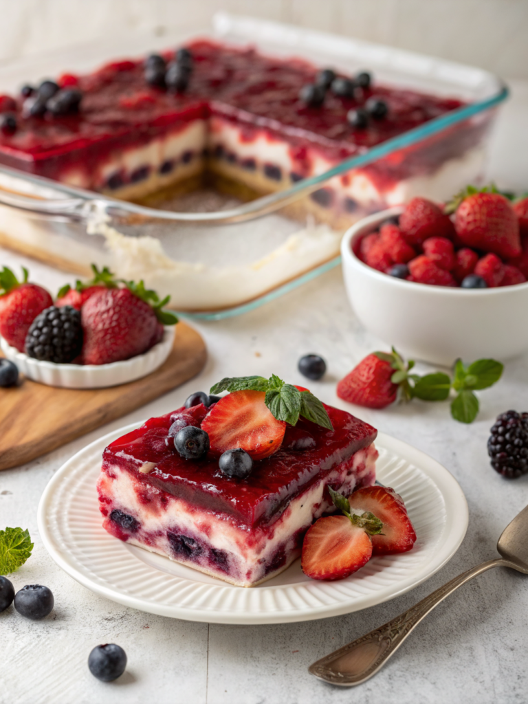 Summer Berry Jello Lasagna