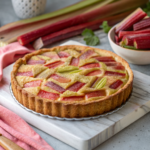 Traditional Norwegian Rhubarb Cake with a Tender Crust