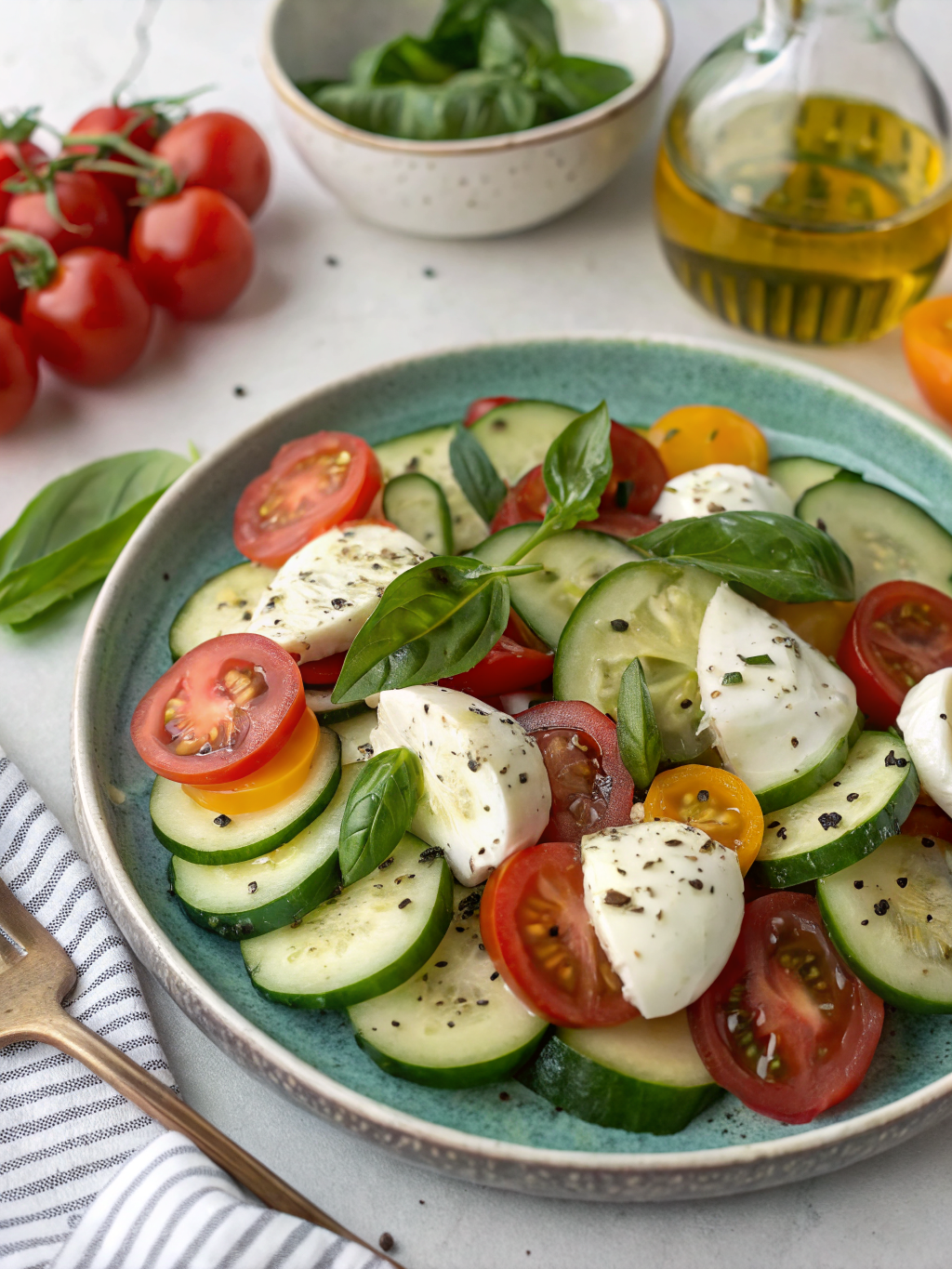 Easy Cucumber Caprese Salad
