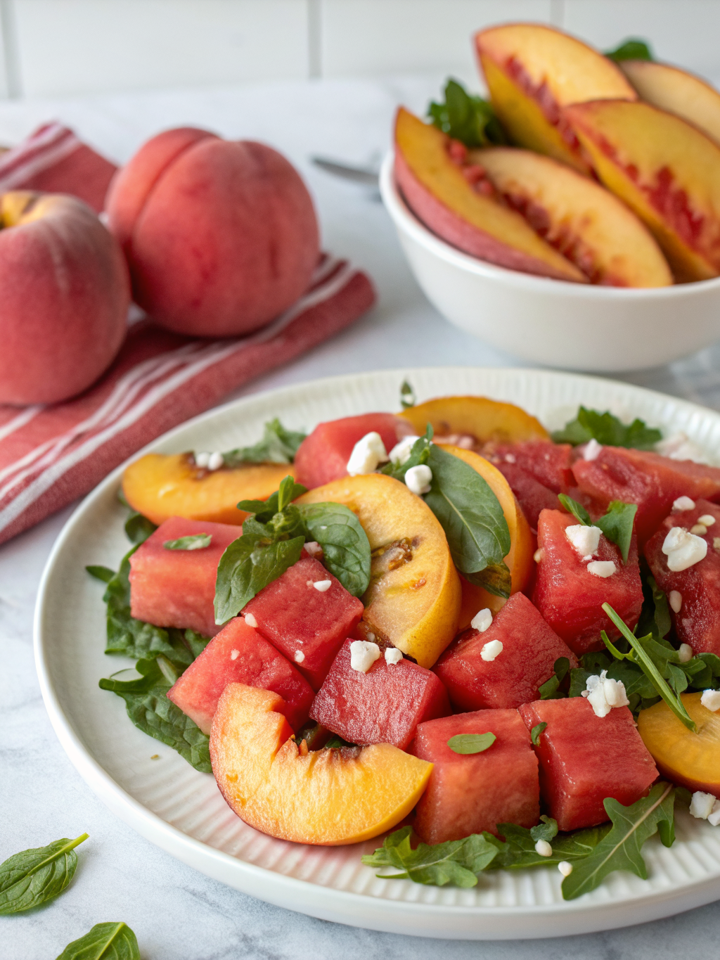 Easy Summer Peach Watermelon Salad