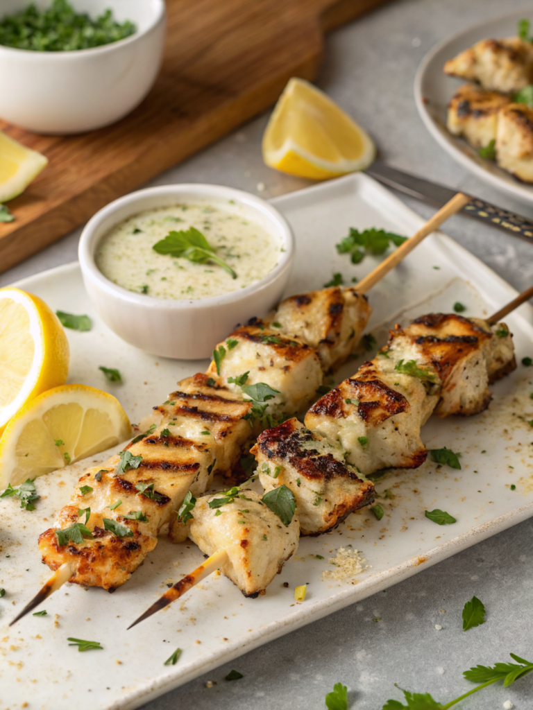 Grilled Ranch Garlic Parmesan Chicken Skewers