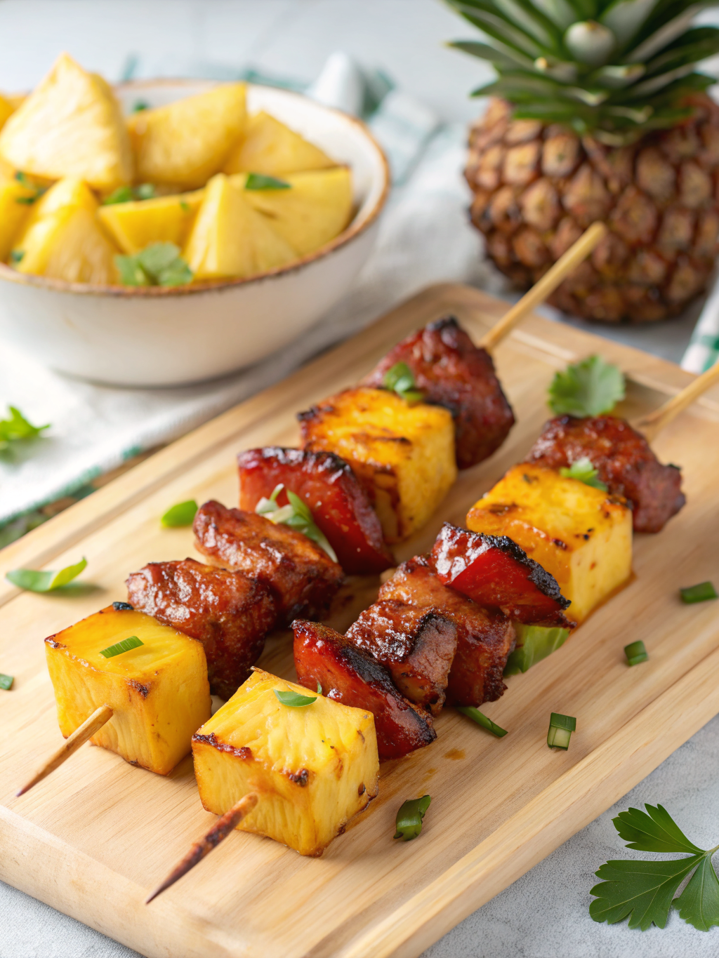 Pineapple BBQ Pork Skewers