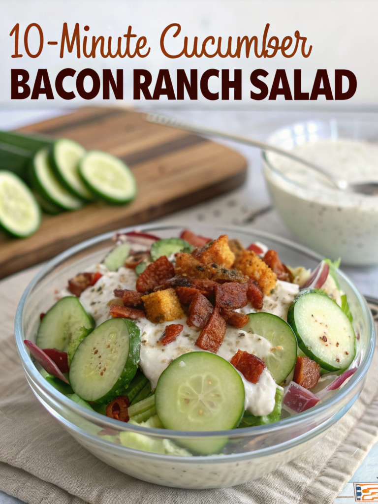 10-Minute Cucumber Bacon Ranch Salad