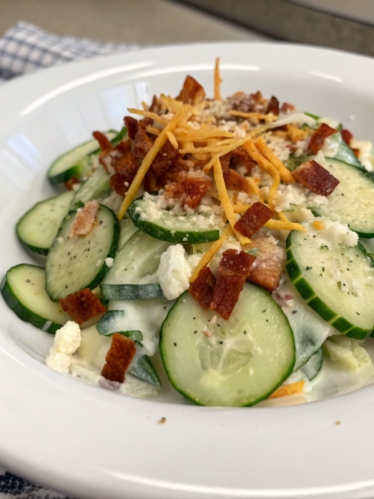 Creamy Cucumber Salad with Bacon and Cheese Recipe