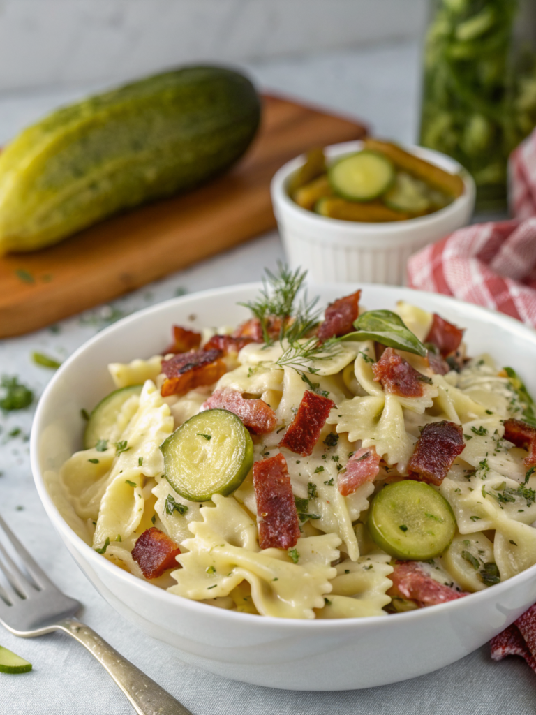Dill Pickle Bacon Pasta Salad