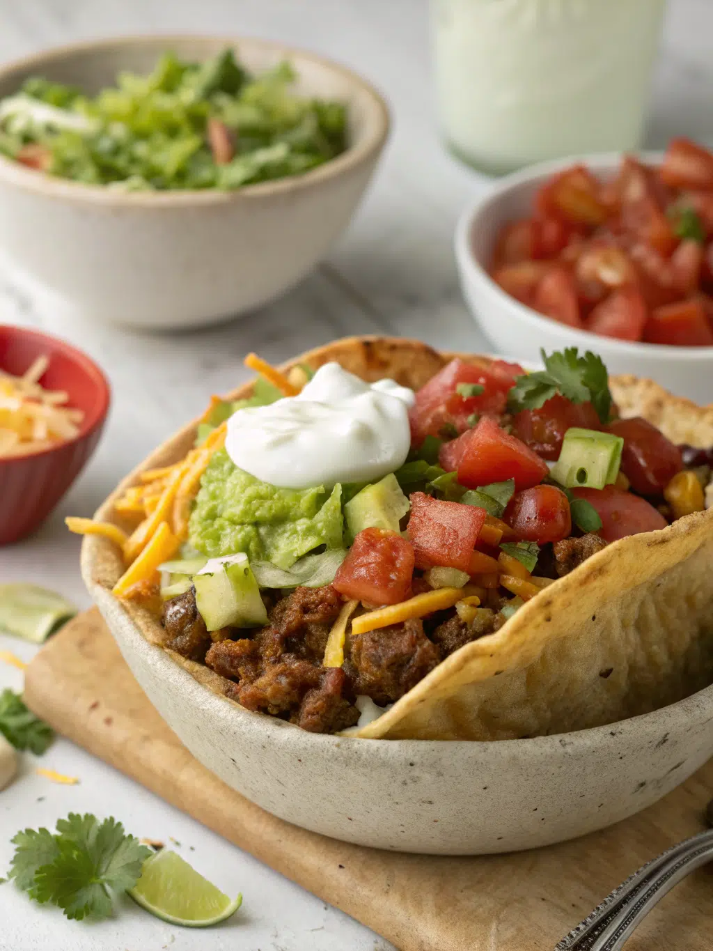 Loaded Potato Taco Bowl: 7 Reasons Why You’ll Love This Easy Recipe 3 A delicious Loaded Potato Taco Bowl served with diced tomatoes, avocado slices, sour cream, and chopped green onions