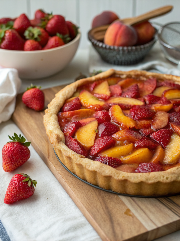 Brown Butter Strawberry Peach Pie