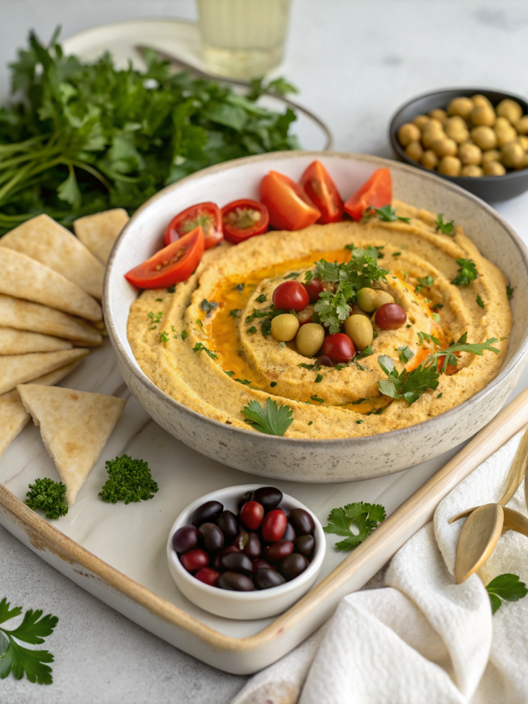 Easy Mediterranean Hummus Dip Platter