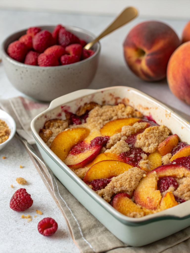 Easy Peach and Raspberry Cobbler