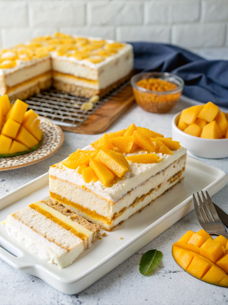 Filipino Mango Float (No-Bake Icebox Cake)