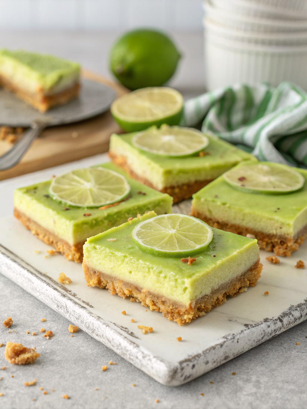 Key Lime Pie Bars: 5 Easy Steps to the Best Summery Dessert 3 Deliciously baked Key Lime Pie Bars topped with lime zest and ready to be served