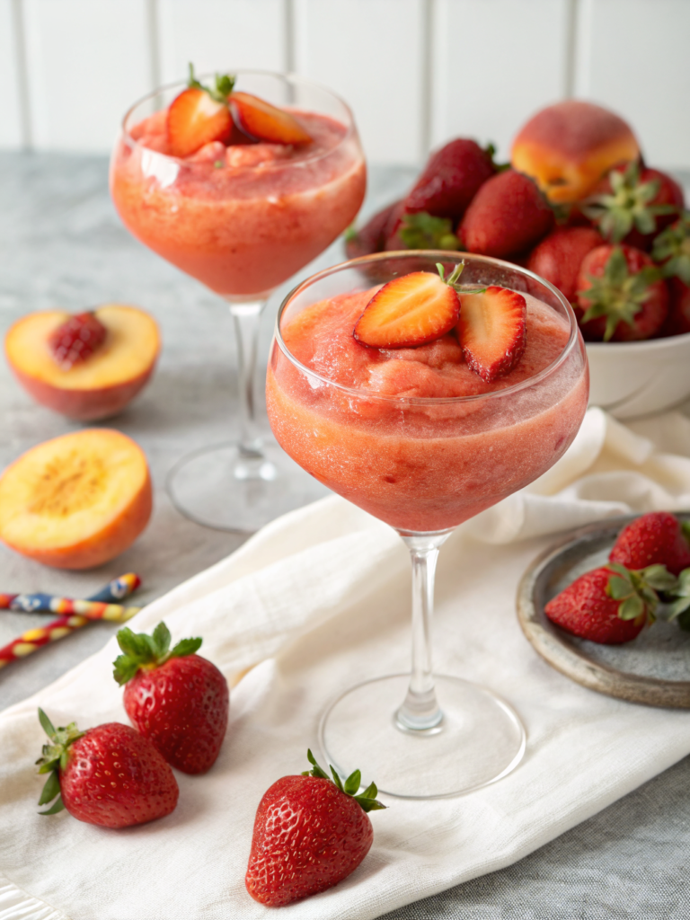Strawberry and Peach Wine Slushies