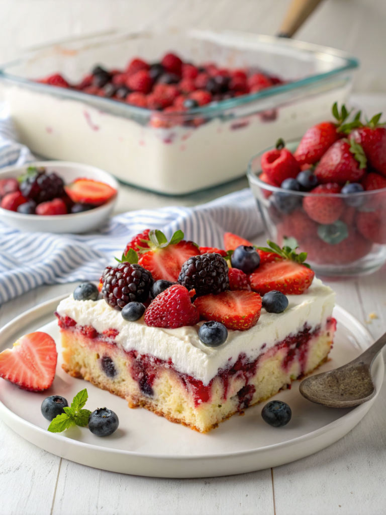 Summer Berry Poke Cake