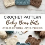 Adorable Baby Bear crocheted hats for infants and toddlers